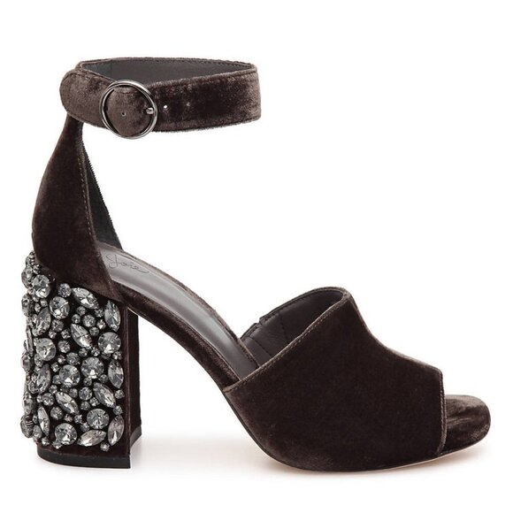 💕JOIE💕 Lafayette Velvet Heel Sandal In Coal - Picture 9 of 16
